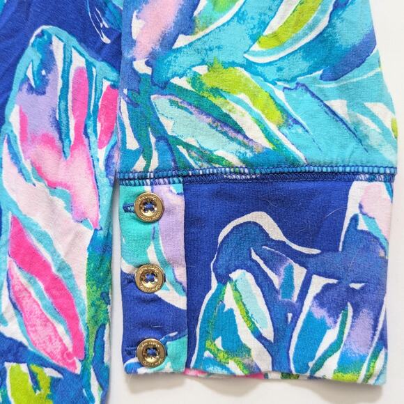 Lilly Pulitzer Marlowe Dress Lapis Blue Pop Up Jungle Hoppin 3/4 Sleeve Size M - Picture 6 of 9
